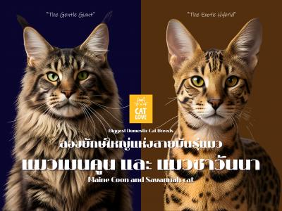 Biggest Domestic Cat Breeds - สองยักษ์ใหญ่แห่งสายพันธุ์แมว แมวเมนคูน และ แมวซาวันนา